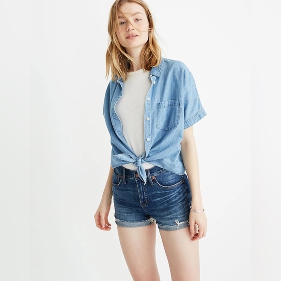 Madewell High-Rise Denim Shorts in Glenoaks Wash: Cutoff Edition Size 24 - Picture 1 of 11